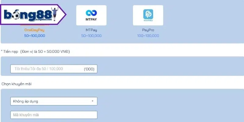 Một số lưu ý khi nạp tiền tại Bong88